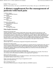 A dietary supplement for the management of patients with back pain