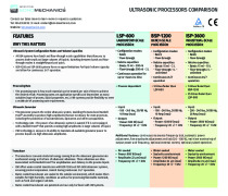 Sonomechanics Ultrasonic Liquid Processors - Comparison Chart