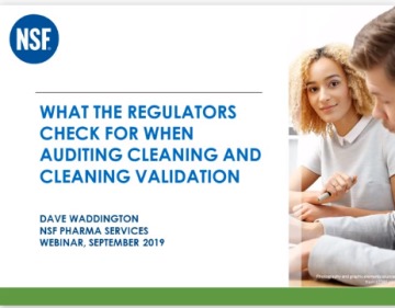 Webinar - What do Regulators Check for when Auditing Cleaning and Cleaning Validation