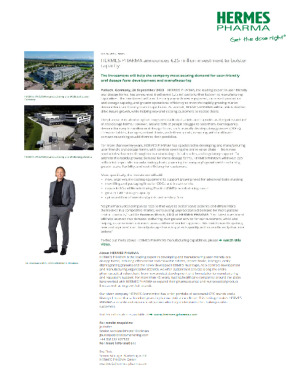 HERMES PHARMA announces €25 million investment to bolster capacity
