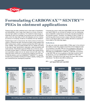 Formulating CARBOWAX™ SENTRY™  PEGs in ointment applications