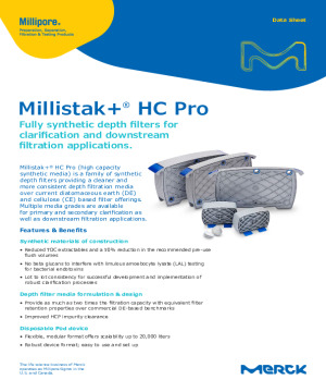 Millistak+®  HC Pro fully synthetic depth filters for clarification and downstre