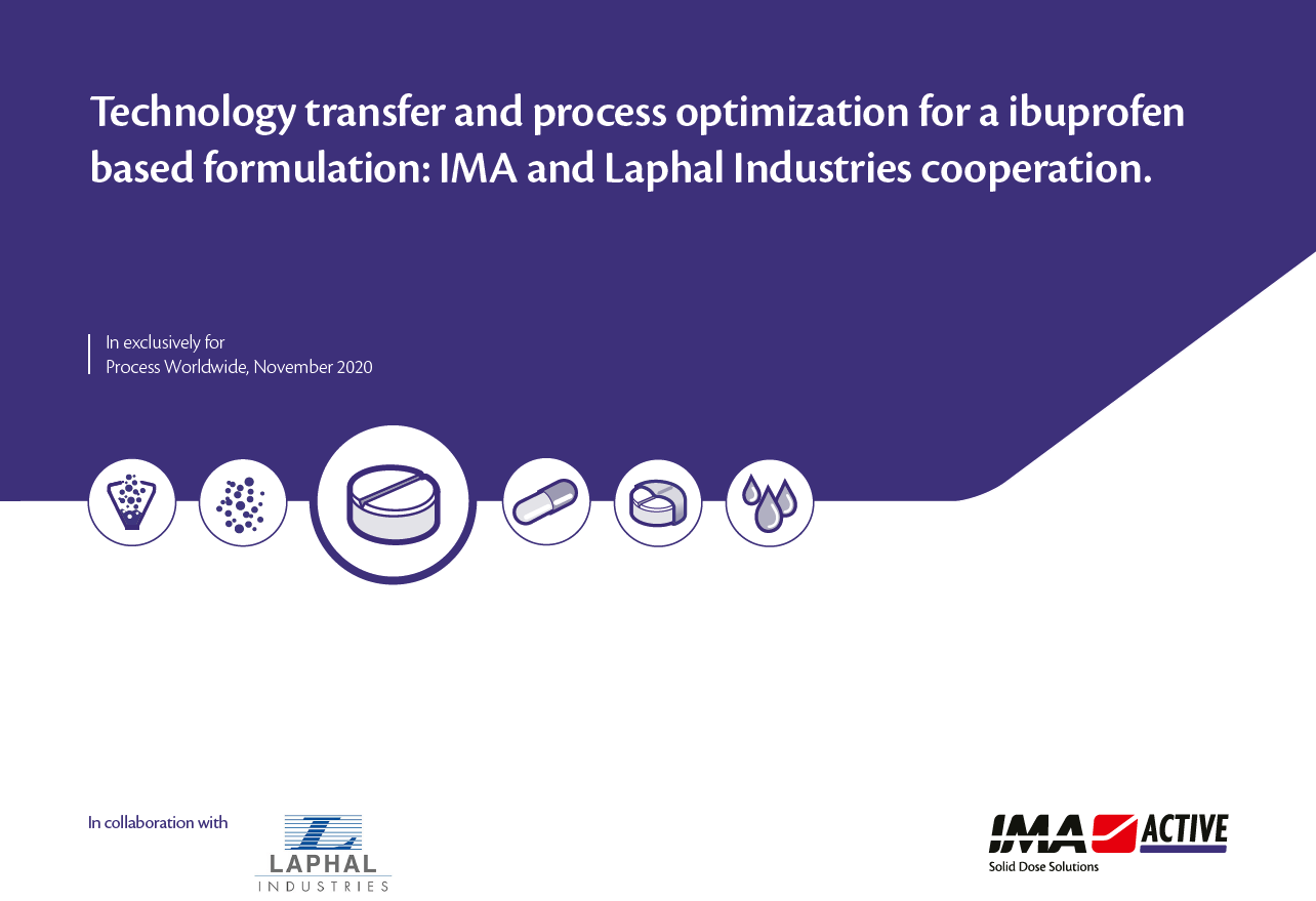Technology transfer and process optimization for a ibuprofen based formulation: IMA and Laphal Industries cooperation.