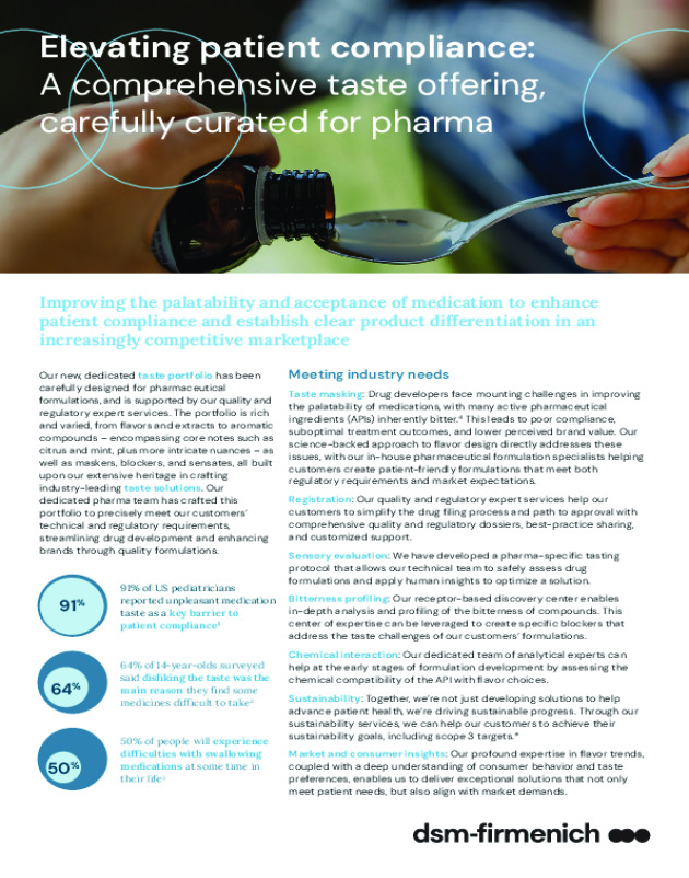 A comprehensive Taste offering, carefully curated for pharma