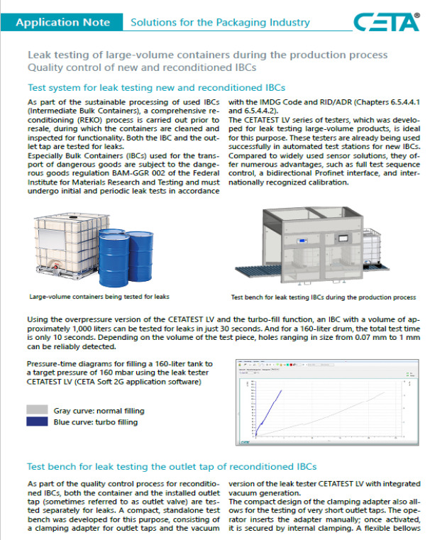 Leak Testing of Large-Volume Containers - Quality control of new and reconditioned IBCs